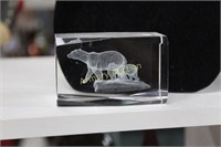 POLAR BEAR LASER ETCHED CRYSTAL PAPERWEIGHT