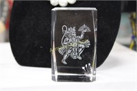 ASIAN GOD LASER ETCHED CRYSTAL PAPERWEIGHT