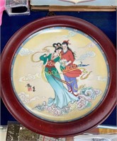 ASIAN COLLECTOR PLATE W/ WOODEN FRAME