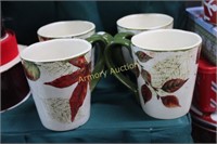 4 RETIRED PIER 1 CHINA MUGS (ONE DING)