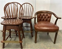 Three stools and side chair