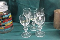 5 CLEAR GLASS 4 3/8"H CORDIAL STEMS