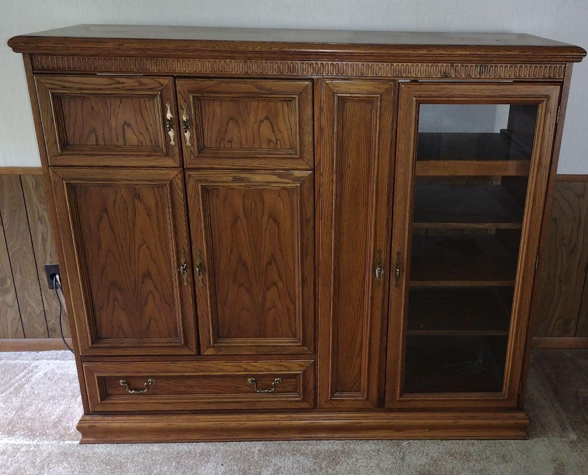 Solid Wood Entertainment Center - Like New
