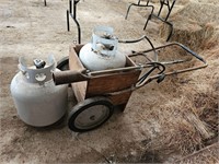 Weed burner with two propane tanks