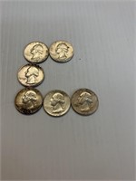 Lot of 6 Washington Silver Quarters