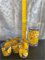 Vintage Plastic Lemonade Pitcher and Cups