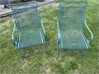 Pair of outdoor metal springer chairs. In my