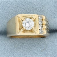 1ct Mens Diamond Ring in 14k Yellow Gold