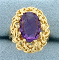 Vintage 5ct Amethyst Solitaire Ring in 14k Yellow