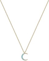 18k Gold-pl. .20ct Turquoise Crescent Necklace