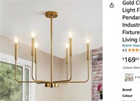 Gold Chandelier for Dining Room, 6-Light