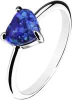 Heart Cut .46ct Blue Opal Solitaire Ring