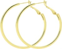 18k Gold-pl 40mm Round Hoop Earrings