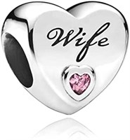 Heart .18ct Pink Sapphire Accent Heart Wife Charm