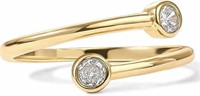 14k Gold-pl .15ct White Sapphire Bypass Ring