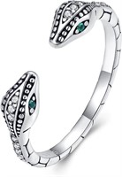 Unique .44ct Emerald & Topaz Double Snakehead Ring