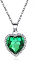 Beautiful Heart 3.58ct Emerald & Topaz Necklace
