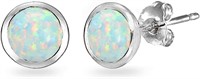 Round Cut .30ct White Opal Solitaire Earrings