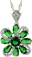 Elegant 4.00ct Emerald & White Sapphire Necklace