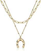 18k Gold-pl. Horseshoe Layered Necklace