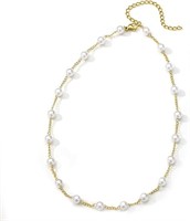 18k Gold-pl Freshwater Pearl Choker Necklace