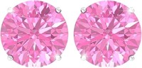 Elegant Round 1.68ct Pink Topaz Stud Earrings