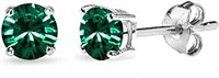 Round Cut .50ct Emerald Earrings