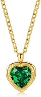 14k Gold-pl. Heart Cut 1.00ct Emerald Necklace