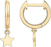 14k Gold-pl Minimalist Star Huggie Earrings