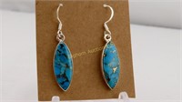 Earrings: Blue Copper Turquoise, Sterling Silver