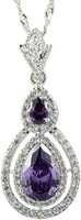 Pear Cut 3.40ct Amethyst & White Topaz Necklace