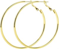 18k Gold-pl 50mm Round Hoop Earrings