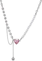 Pretty 15.00ct White & Pink Topaz Pearl Necklace