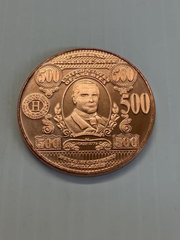 500 Federal Reserve Note 1oz Copper Round