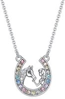 Cute .42ct Gemstones Horse & Girl Necklace