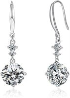 14k Gold-pl. Round 2.86ct White Sapphire Earrings