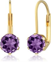 Elegant Gold-pl 1.50ct Amethyst Leverback Earrings