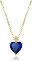 18k Gold-pl. Heart 2.00ct Sapphire Necklace