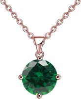 18k Gold-pl. Round 1.00ct Emerald Necklace