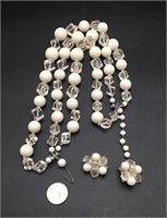 3 Strand White /clear Lucite Beads