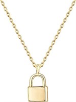 Elegant 14k Gold-pl Padlock Necklace