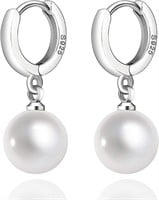 Elegant Round 8mm Pearl Drop Earrings