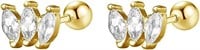 Gold-pl. Marquise Cut .25ct Topaz 3-stone Earrings