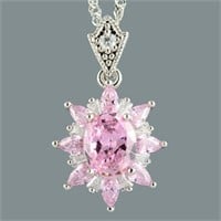 18k Wgoldpl 3.54ct Pink Sapphire Flower Necklace