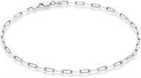 2.5mm Italian Sterling Silver Paperclip Anklet