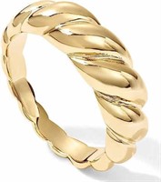 14k Gold-pl. Croissant Style Twisted Domed Ring