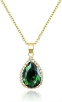 14k Gold-pl. 3.50ct Emerald & Topaz Necklace