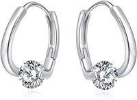 Unique 1.68ct White Sapphire Oval Hoop Earrings