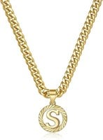14k Gold-pl. Initial "s" Cuban Chain Necklace