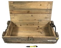Wooden ammo crate, 27" L x 12" W x 7' H -